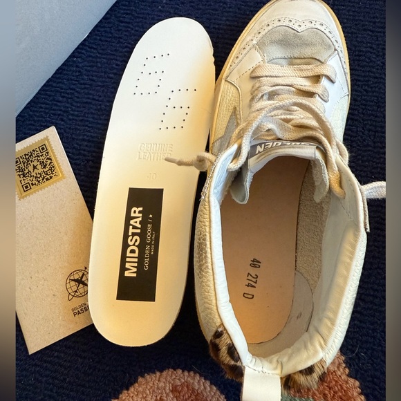Golden Goose Midstar Cream Leather Platinum Star Leopard Backs - Picture 8 of 10